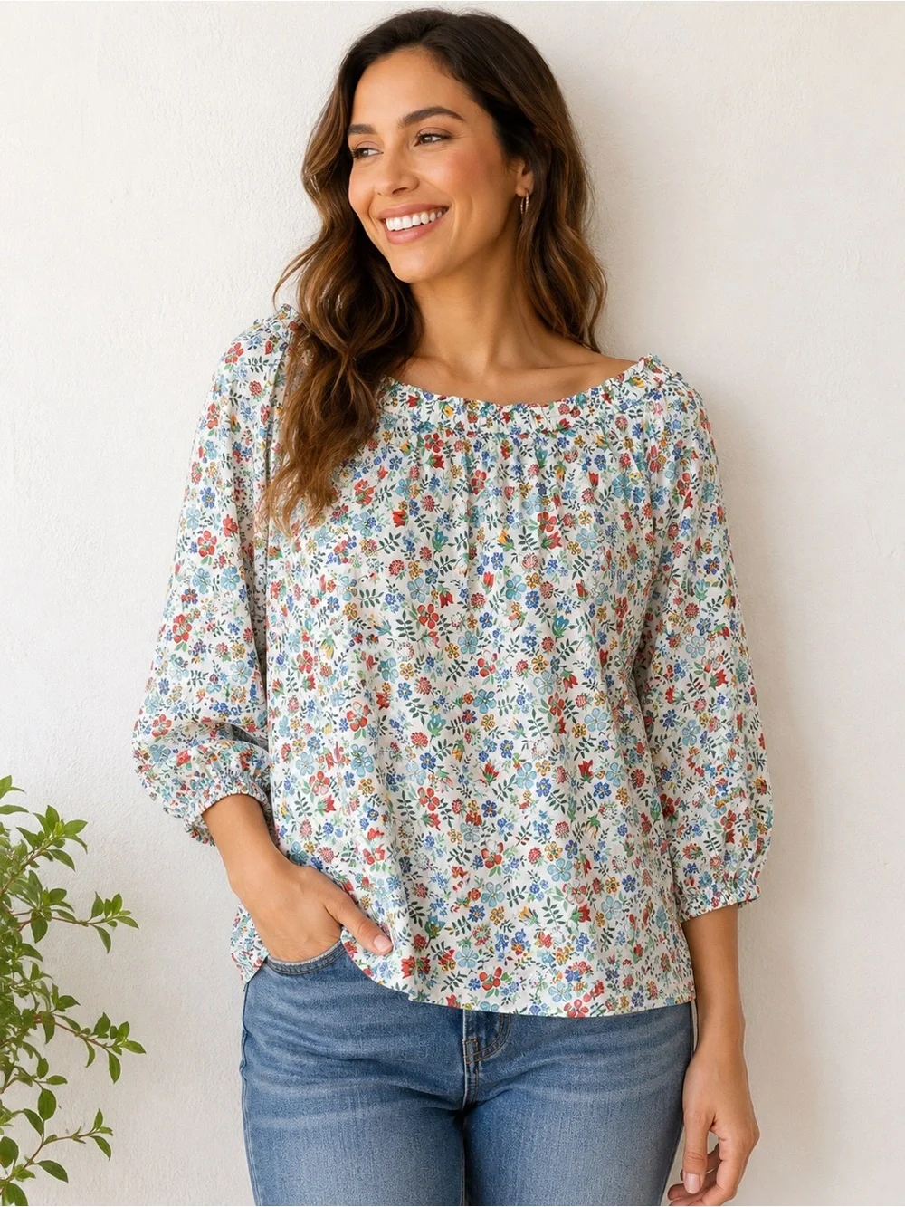 J.Crew x Liberty Art Fabrics off-the-shoulder floral blouse 0